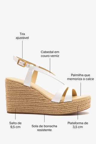Sandália Espadrille Daphne Couro Verniz Branco Sandal Larroudé