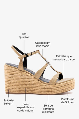 Sandália Espadrille Hana Ráfia Bege Sandal Larroudé