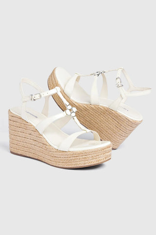 Sandália Espadrille Hana Couro Verniz Off White Sandal Larroudé