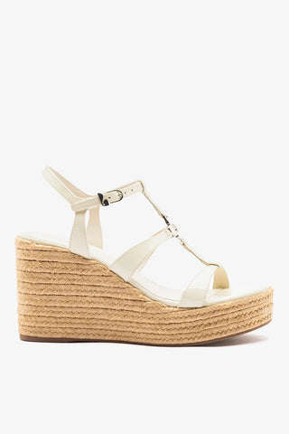 Sandália Espadrille Hana Couro Verniz Off White Sandal Larroudé