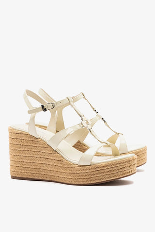 Sandália Espadrille Hana Couro Verniz Off White Sandal Larroudé