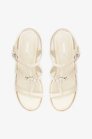 Sandália Espadrille Hana Couro Verniz Off White Sandal Larroudé