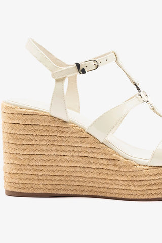 Sandália Espadrille Hana Couro Verniz Off White Sandal Larroudé