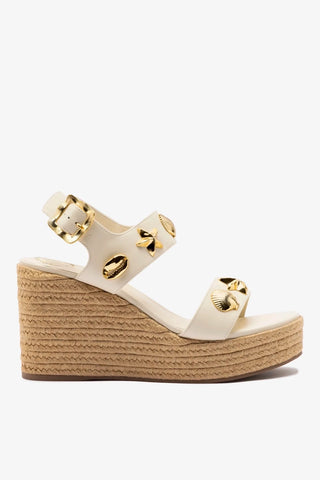 Sandália Anabela Madison Couro Off White Sandal Larroudé