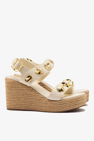 Sandália Anabela Madison Couro Off White Sandal Larroudé