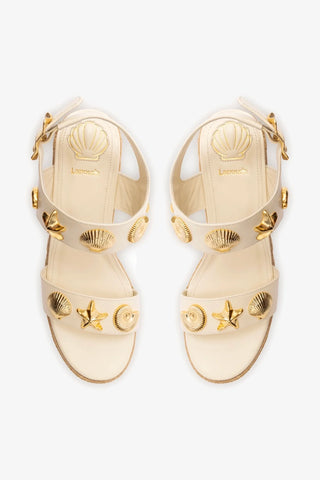 Sandália Anabela Madison Couro Off White Sandal Larroudé