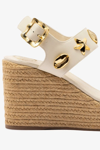 Sandália Anabela Madison Couro Off White Sandal Larroudé