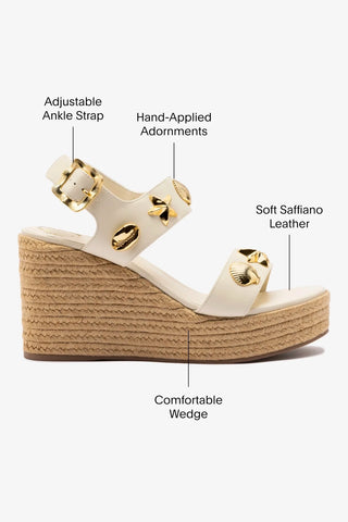 Sandália Anabela Madison Couro Off White Sandal Larroudé