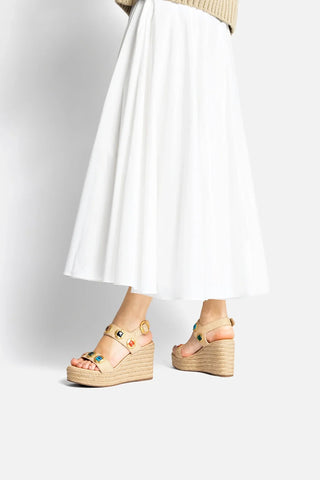 Sandália Anabela Espadrille Milan Gioiello Ráfia Bege Sandal Larroudé