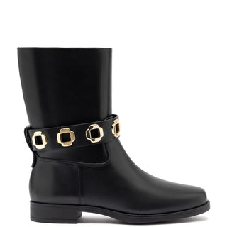 Bota Flat Milan Couro Impermeável Preto