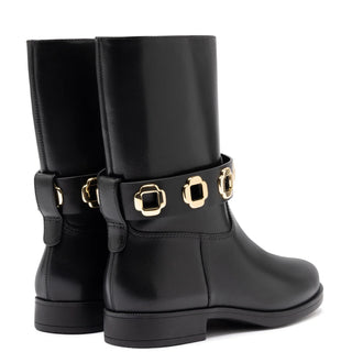 Bota Flat Milan Couro Impermeável Preto