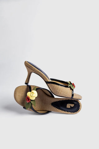 Mule Juliette Ráfia Bege Sandal Larroudé