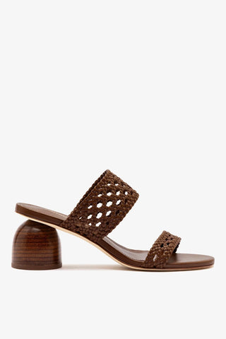 Mule Dew Drop Macramê Couro Marrom Sandal Larroudé