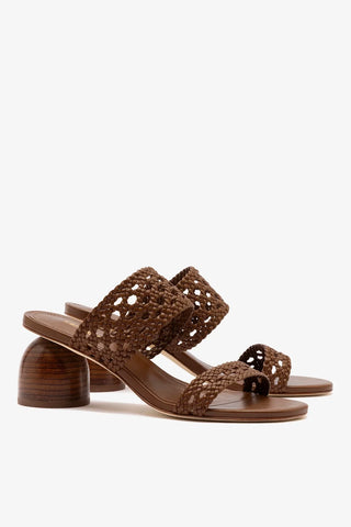Mule Dew Drop Macramê Couro Marrom Sandal Larroudé