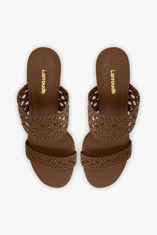 Mule Dew Drop Macramê Couro Marrom Sandal Larroudé