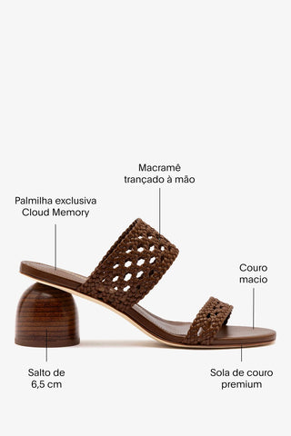 Mule Dew Drop Macramê Couro Marrom Sandal Larroudé