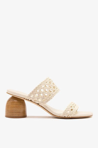 Mule Dew Drop Macramê Couro Off White Sandal Larroudé
