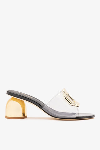 Mule Margherita Clear Couro Verniz Preto Mule Larroudé