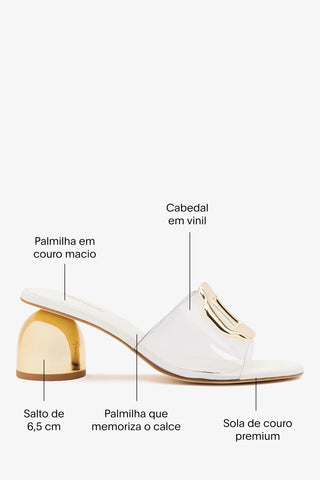 Mule Margherita Clear Couro Off White Mule Larroudé