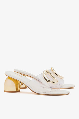 Mule Margherita Clear Couro Off White Mule Larroudé