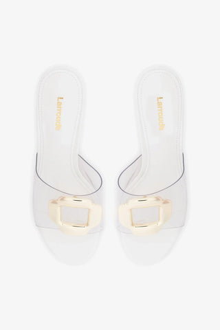 Mule Margherita Clear Couro Off White Mule Larroudé
