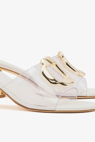 Mule Margherita Clear Couro Off White Mule Larroudé