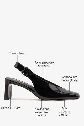 Slingback Katie Couro Preto Pump Larroudé