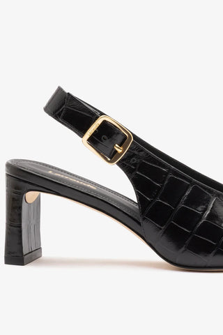 Slingback Katie Couro Croco Preto Pump Larroudé