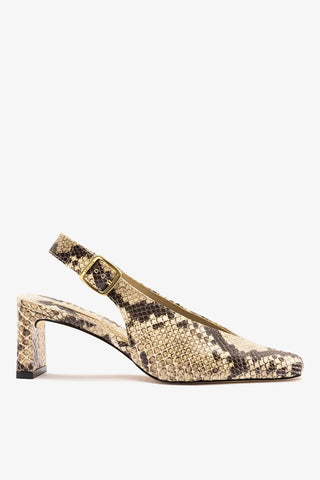 Slingback Katie Couro Cobra Bege Pump Larroudé