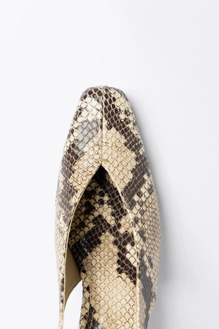 Slingback Katie Couro Cobra Bege Pump Larroudé