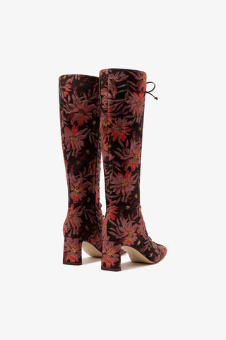Larroudé x Markarian: Bota Alexis Hi Brocado Estampado Bordô Boot Larroudé x Markarian