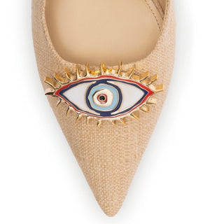 Larroudé x Libertine: Slingback Eye Ráfia Bege