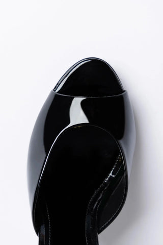 Mule Plataforma Jasmine Couro Verniz Preto Mule Larroudé