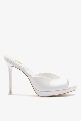 Mule Plataforma Jasmine Couro Verniz Branco Mule Larroudé