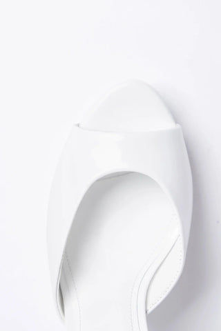 Mule Plataforma Jasmine Couro Verniz Branco Mule Larroudé