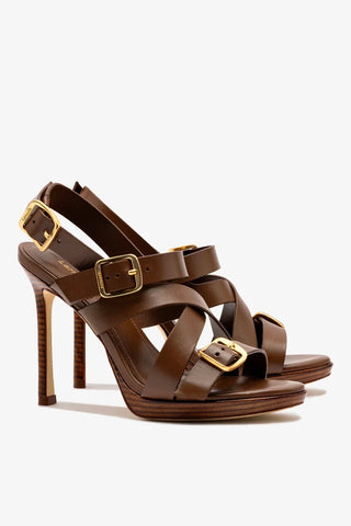 Sandália Patti Couro Marrom Sandal Larroudé
