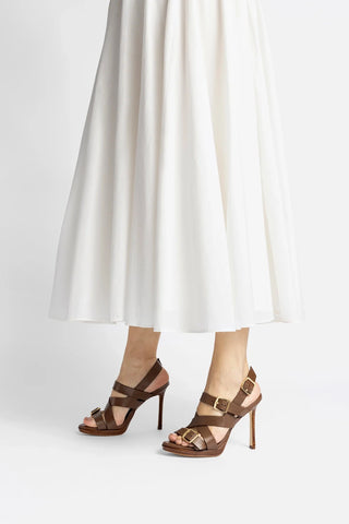 Sandália Patti Couro Marrom Sandal Larroudé