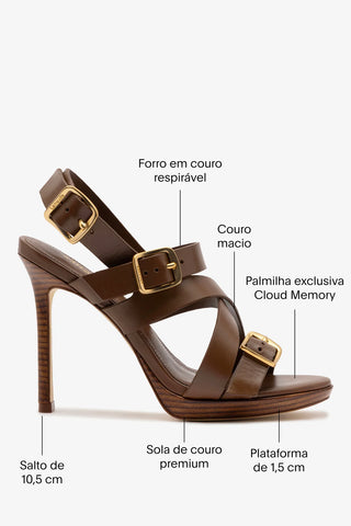 Sandália Patti Couro Marrom Sandal Larroudé