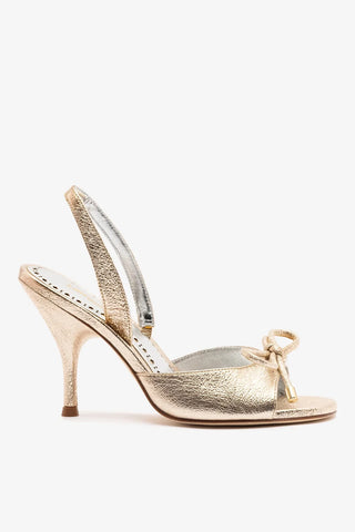 Sandália Lady Couro Dourado Sandal Larroudé