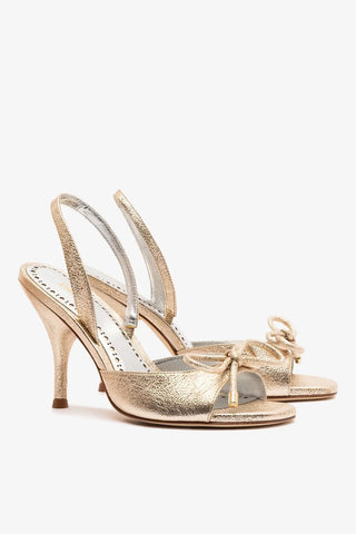 Sandália Lady Couro Dourado Sandal Larroudé