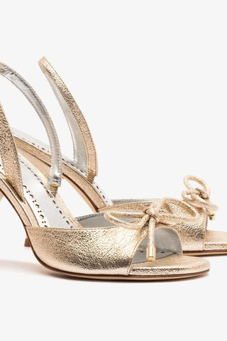 Sandália Lady Couro Dourado Sandal Larroudé