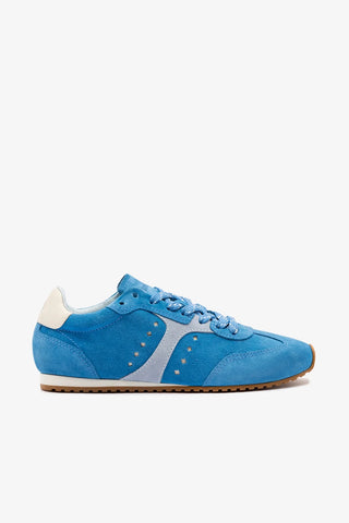 Tênis Stella Camurça e Couro Azul Sneaker Larroudé