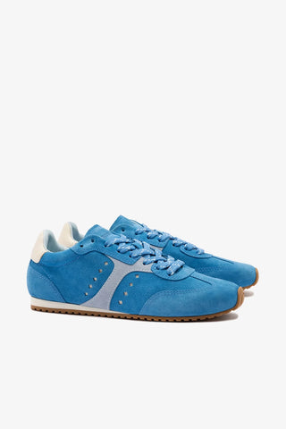 Tênis Stella Camurça e Couro Azul Sneaker Larroudé