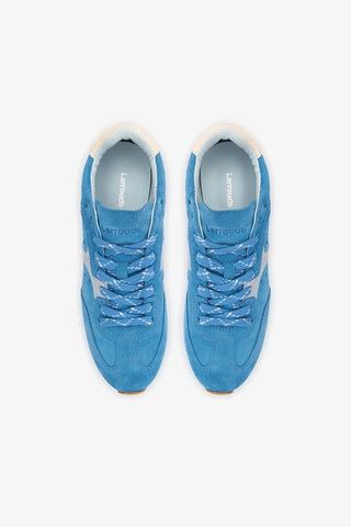 Tênis Stella Camurça e Couro Azul Sneaker Larroudé