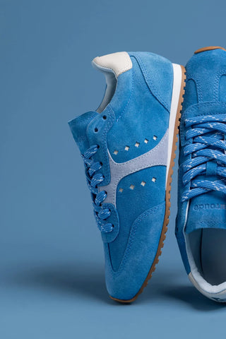 Tênis Stella Camurça e Couro Azul Sneaker Larroudé