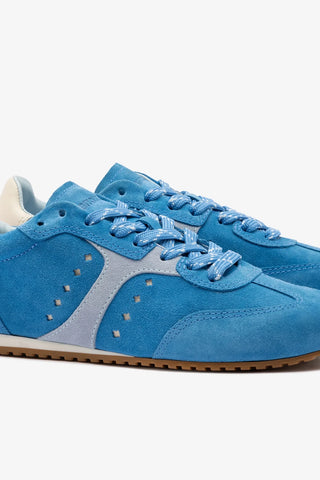 Tênis Stella Camurça e Couro Azul Sneaker Larroudé
