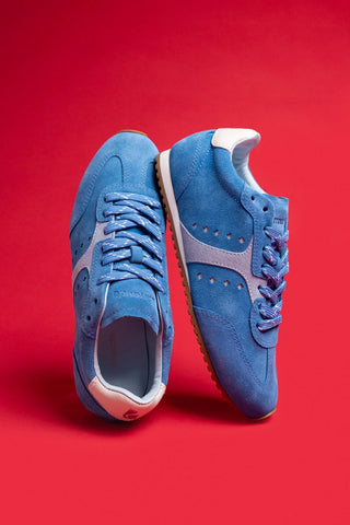 Tênis Stella Camurça e Couro Azul Sneaker Larroudé