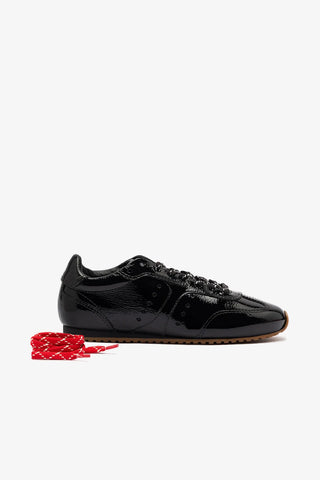 Tênis Stella Couro Verniz Preto Sneaker Larroudé