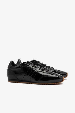Tênis Stella Couro Verniz Preto Sneaker Larroudé