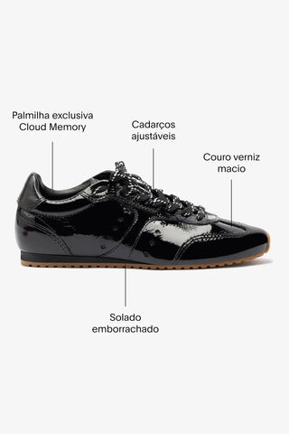 Tênis Stella Couro Verniz Preto Sneaker Larroudé